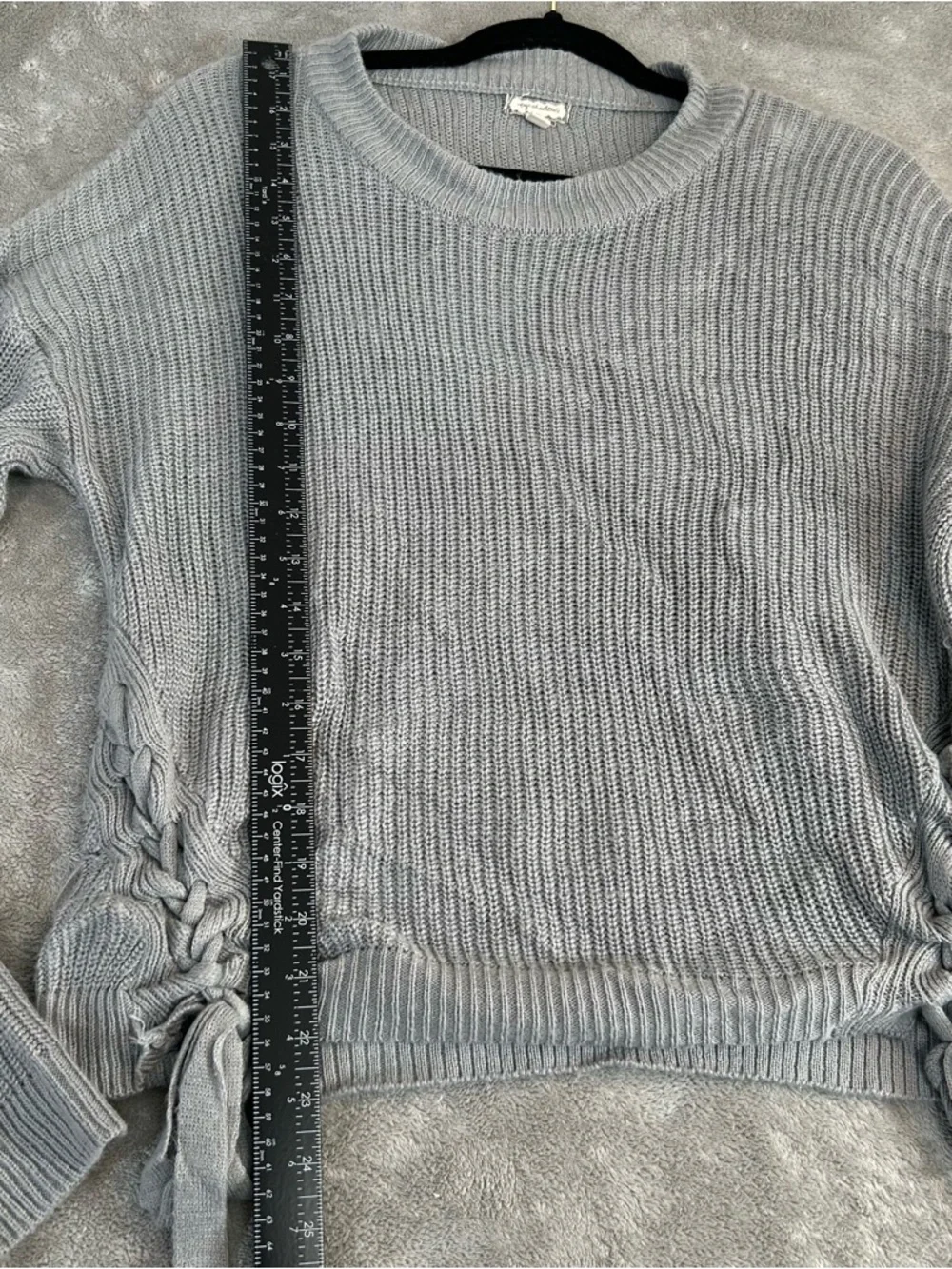Eyeshadow‎ Trendy Long Sleeve Sweater Soft Knit Pullover Casual Gray Size XL